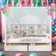 preview thumbnail 1 of 22, Modern Full Size House Bed Kids Bed with 2 Drawers and Storage Shelf,Solid Construction White