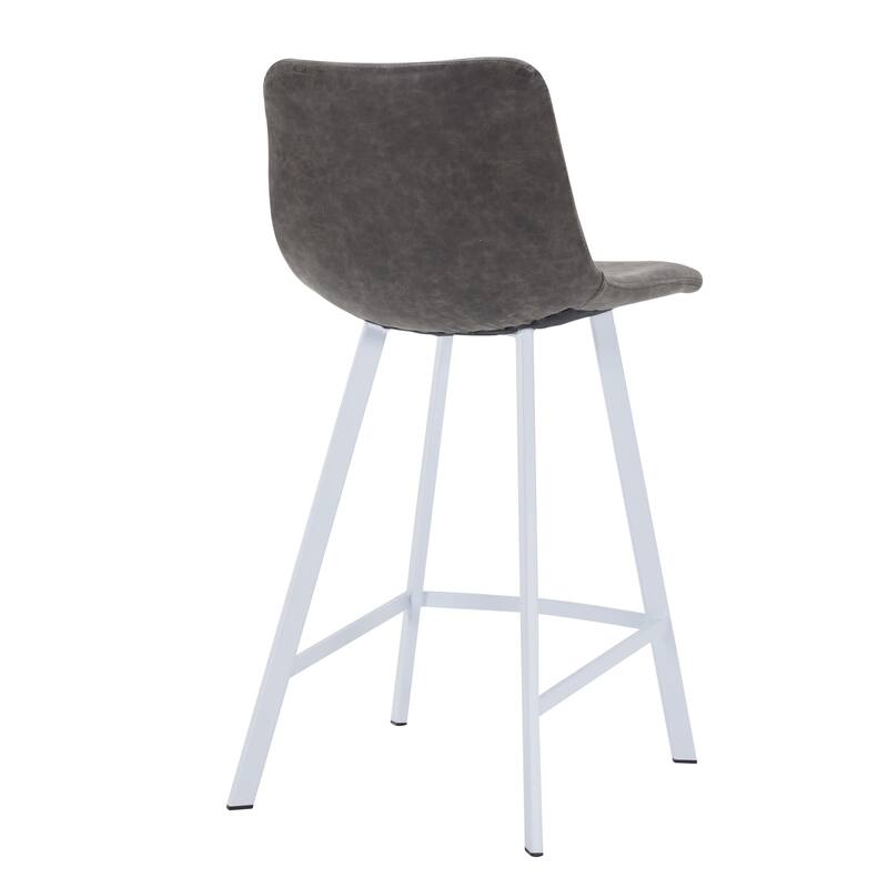 35-Inch Leather Counter Stool Padded Seat Stainless Steel Base and Footrest