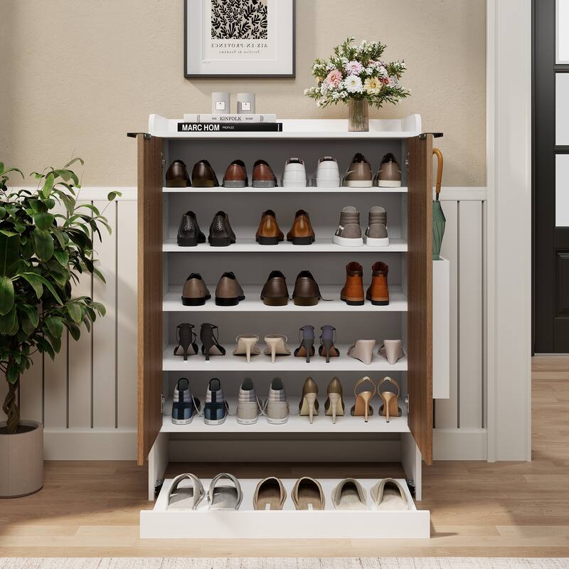 6-Tier Shoe Storage Cabinet with Slide Out Shelf and Umbrella Stand