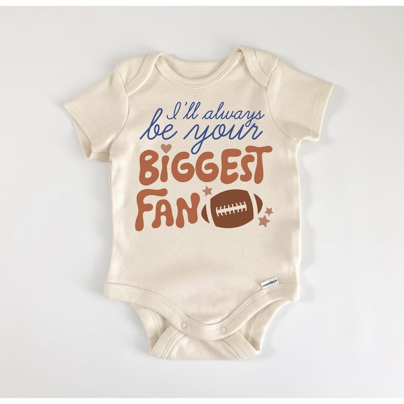 Football Biggest Fan - Baby Boy Girl Clothes Infant Bodysuit Funny Cute Newborn - White - Newborn