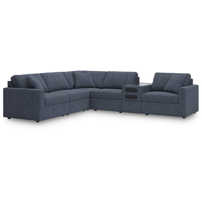 Signature Design by Ashley Modmax 6-Piece Sectional with Audio Console - 124" W x 107" D x 36" H - Blue