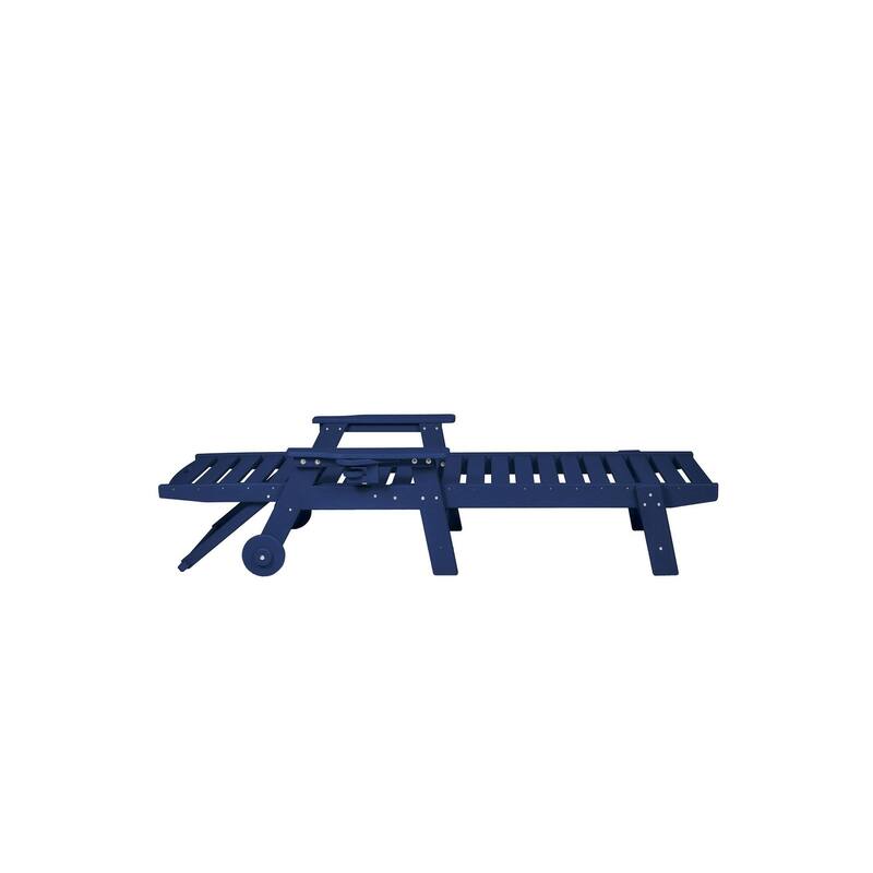 Outdoor Solid Wood Frame Slat Recliner with Pulleys