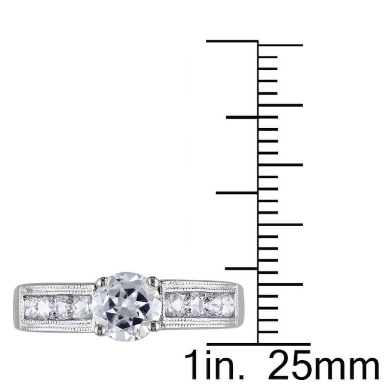 Miadora Sterling Silver Created White Sapphire Engagement Ring