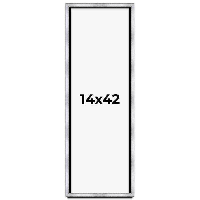 14x42 Shadow Box Frame Silver | 1.375 Inches Deep Real Wood