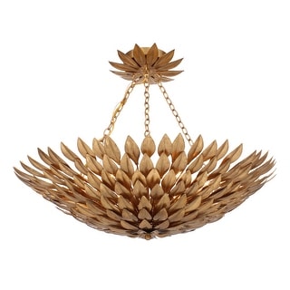 Broche 6 Light Antique Gold Semi-Flush