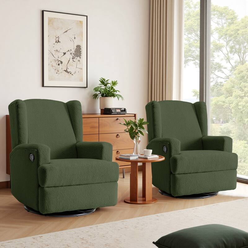 Swivel Glider Rocker Nursery Recliner Chair set of 2 - GREEN