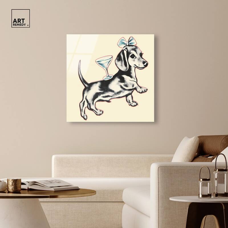 Martini Pup II Acrylic by Art Remedy, Ready to Hang