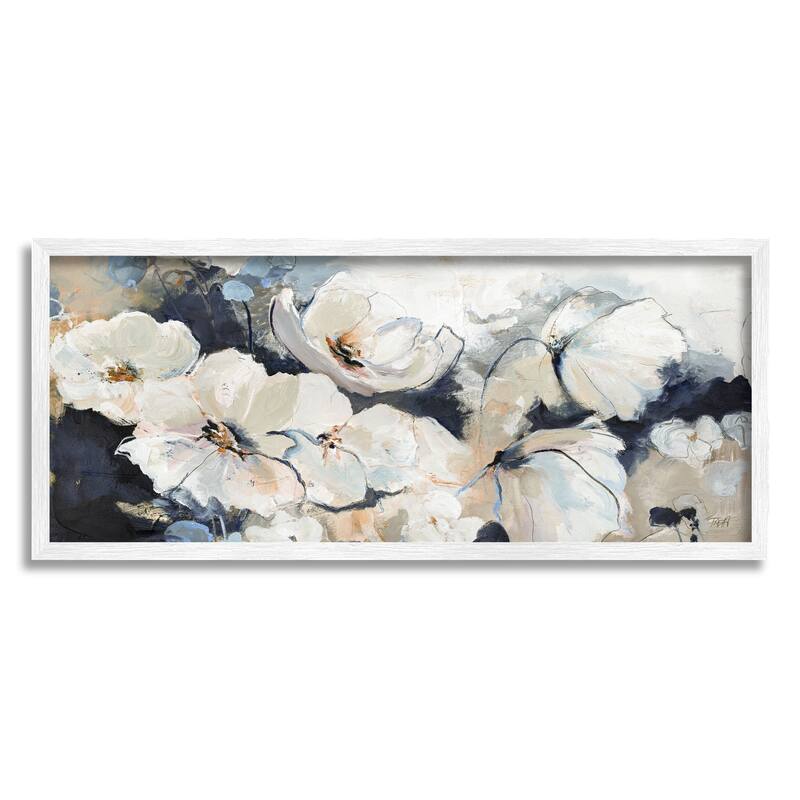 Stupell Delicate Flower Petals Blooming Modern Painting Design Framed Wall Art, Design by Design Fabrikken - 30 x 13 - White