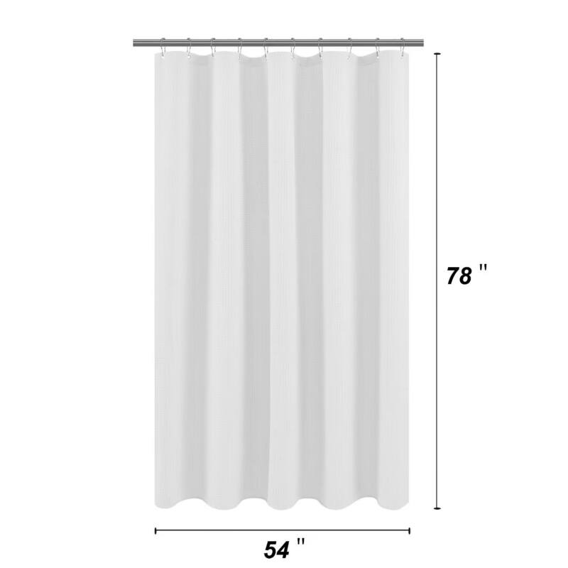 Dobby Waffle Shower Curtain with 12 Metal Hooks