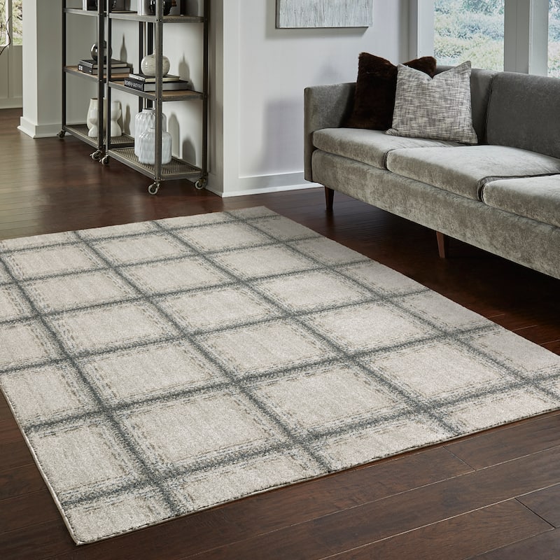 Style Haven Archer Casual Geometric Grey/ Teal Indoor Area Rug - 7' 10" x 10' 10"