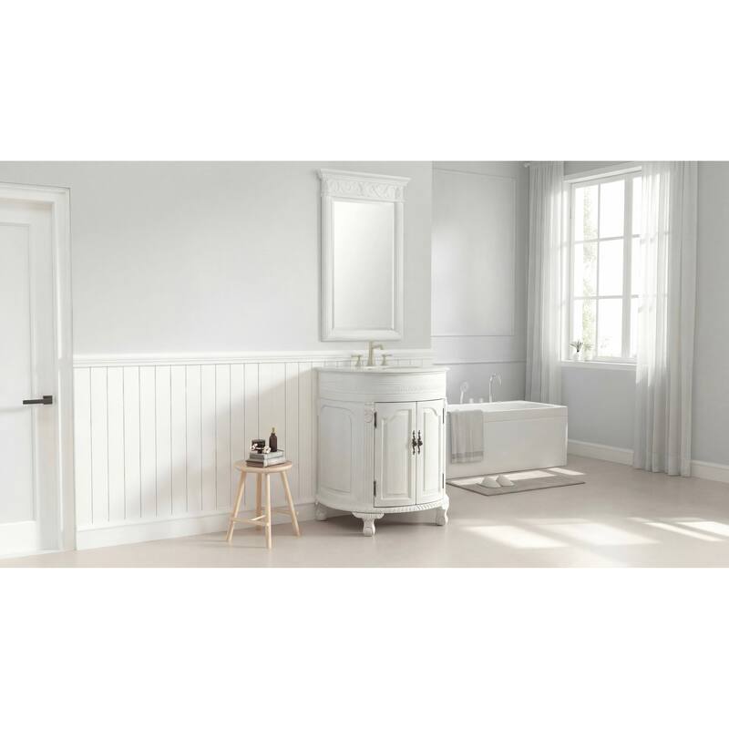 32" Benton Collection Versailles Slim White Bathroom Vanity - 32 x 22 x 35'' H