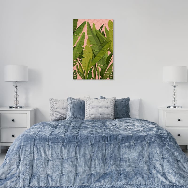 Wynwood Studio Canvas Floral and Botanical Jungle Blush Green and Tropical Wall Art Canvas Print - 36 x 24