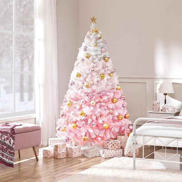 6ft Snow Flocked Pre-lit Christmas Tree with 250 Warm White Lights ...