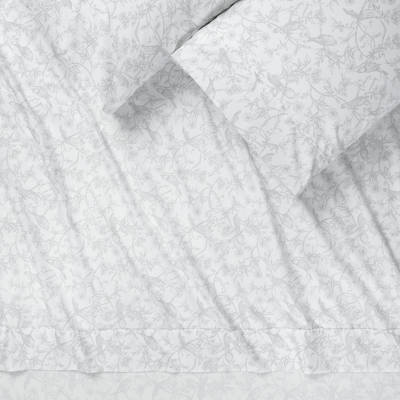Chanasya Sage Birds Botanical Print Ultra Soft Microfiber Sheet Set