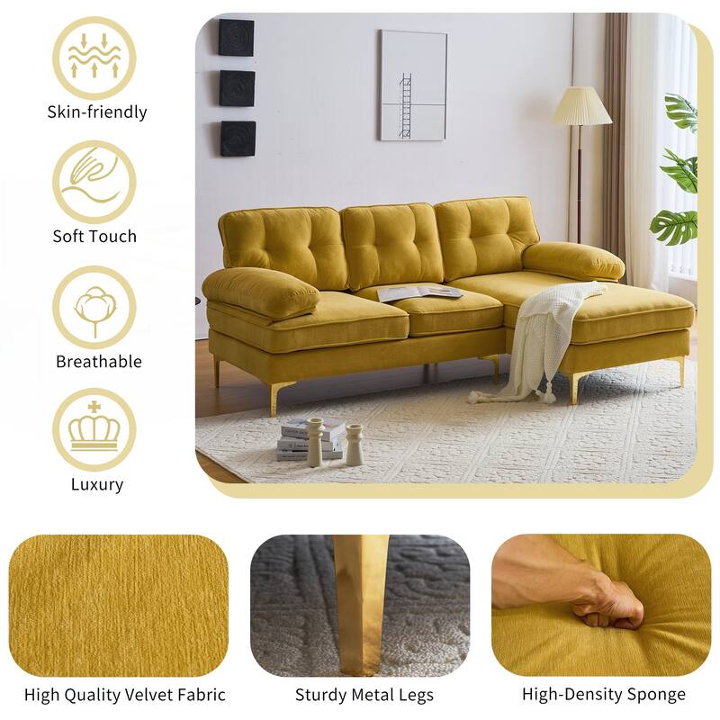 Modern Sectional Sofas Couches Velvet L-Shaped Couches