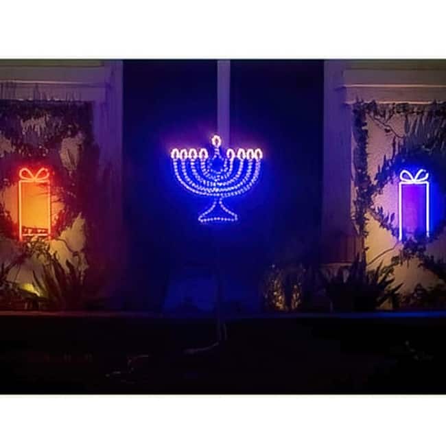 Outdoor Menorah LED Rope Light, IP65 Water Resistant, 120V