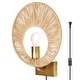 preview thumbnail 1 of 10, Cove River of Goods Gold Metal and Jute Indoor Plug In Wall Sconce - 13" x 5" x 15" 13" x 5" x 15" - Brown/Gold