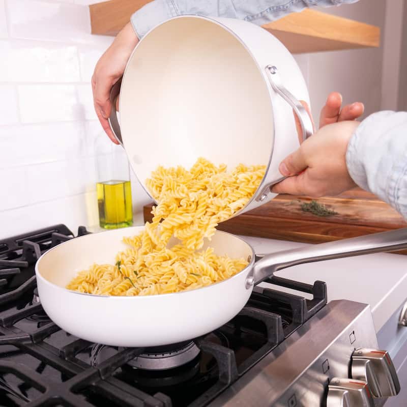 Alva Mobi 8-Piece Nonstick Ceramic Cookware Set - Cannoli Cream