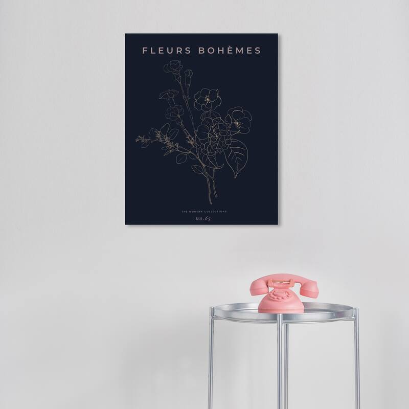 Wynwood Studio Canvas Floral and Botanical Modern Art Boheme Black and Light Gray Modern & Contemporary Wall Art Canvas Print - 16 x 20