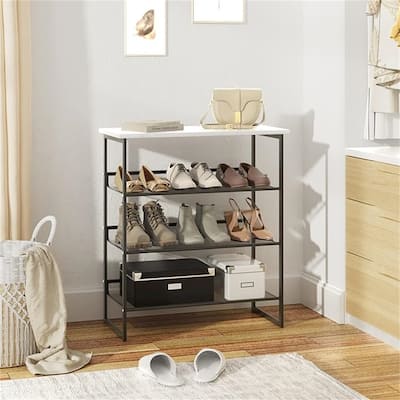 4 Tiers Shoe Rack - 25.2"D x 11.81"W x 28.43"H