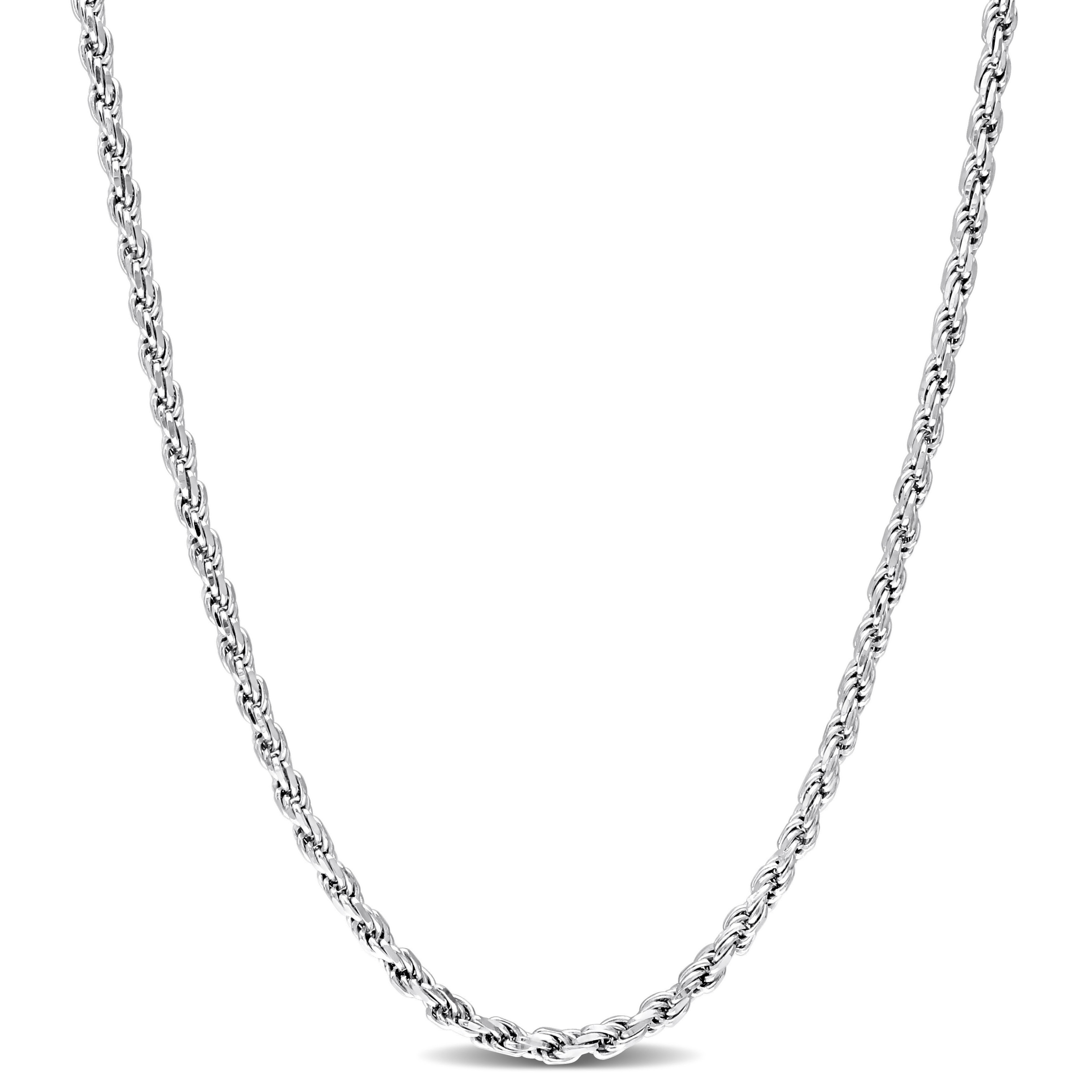 Miadora 18 Inch Rope Chain Necklace in Sterling Silver