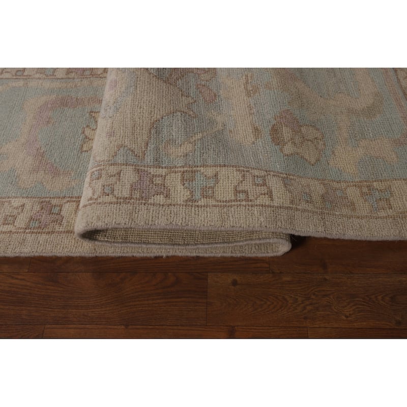Oushak Turkish Area Rug Hand-Knotted Floral Wool Carpet - 8'1"x 9'6"