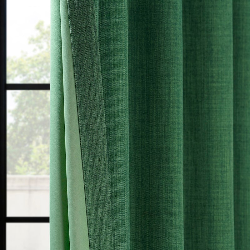 Exclusive Fabrics Textured Faux Linen Room Darkening Curtains for Bedroom & Living Room Curtains (1 Panel)