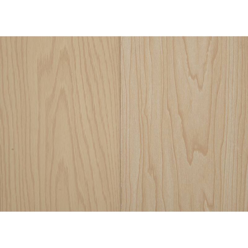 Contemporary Natural Finish Full Size Platform Bed Frame with Headboard, No Box Spring Needed