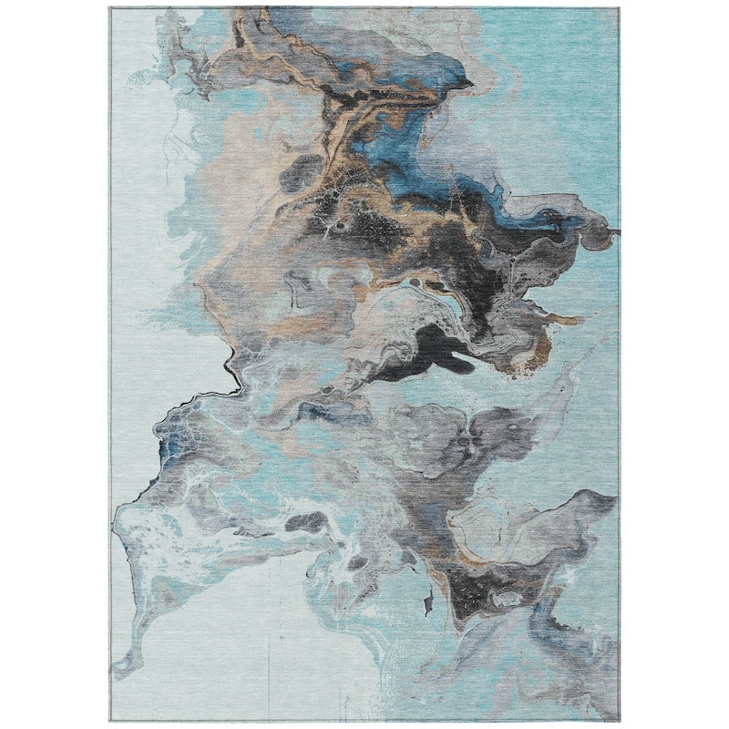 HomeRoots Abstract Modern Rectangle Outdoor Rug