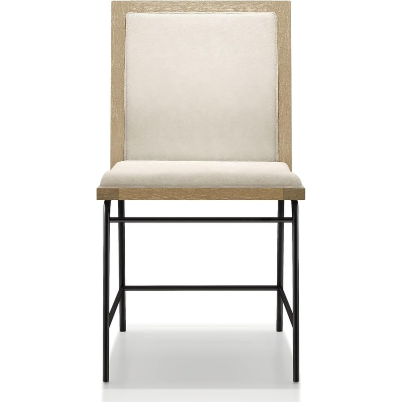 Oak Finish Modern Upholstered Side Chairs Set