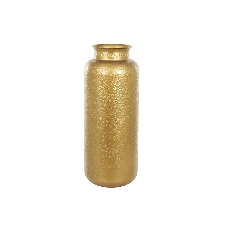 Metal Tall Textured Hammered Floor Decorative Vase - Gold - Roche River Decor