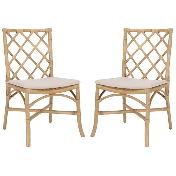 slide 2 of 12, SAFAVIEH Home Haru Rattan Dining Chair - 23"W x 19"D x 37"H Natural/Cream