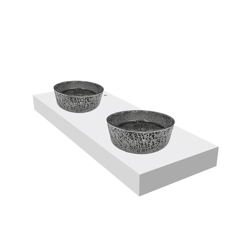 Stadium 16" & 14" Round Decorative Crystal Vessel Sinks With White Base
