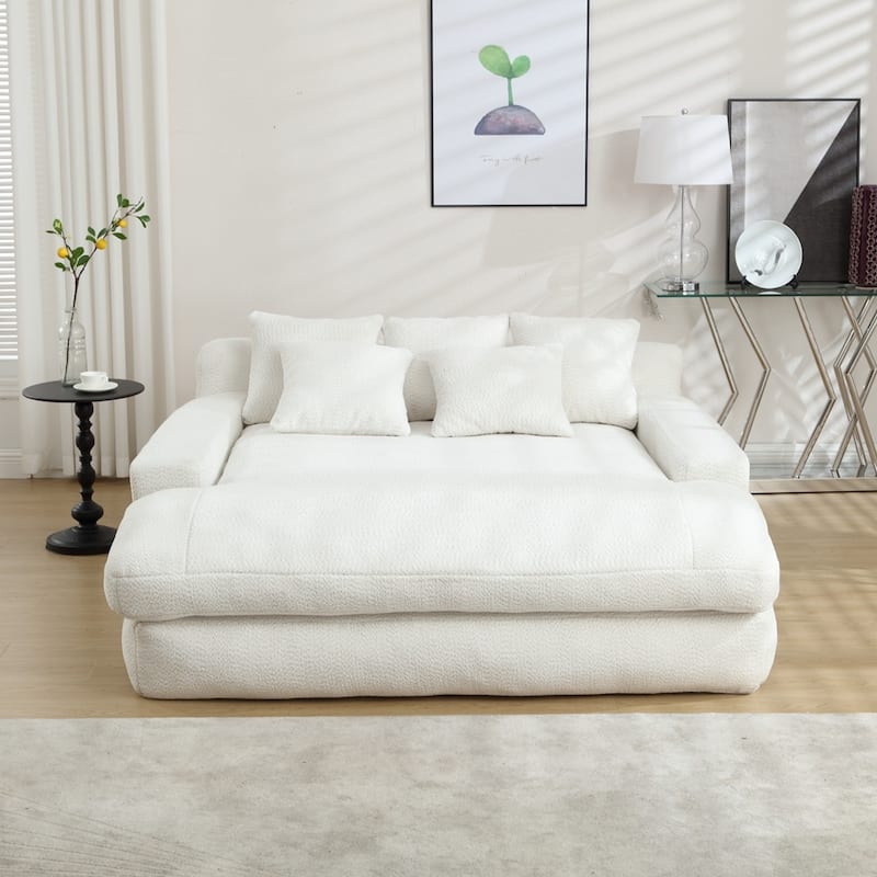 2-seater lazy sofa With 5 back pillows,Comfy Sofa- Deep Seat Couch for Living Room