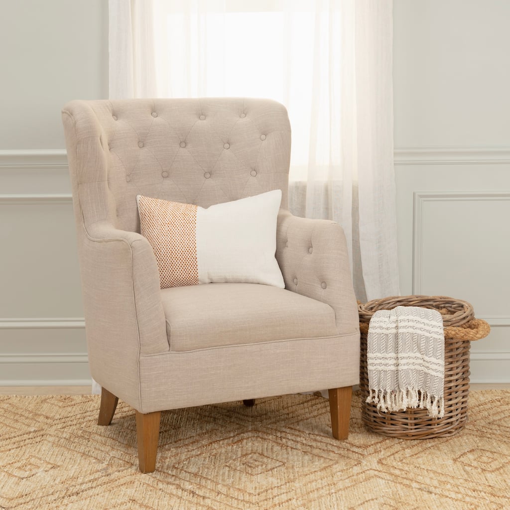 Rizzy Home Transitional Natural Poly Filled Decorative Pillow 14"x20"