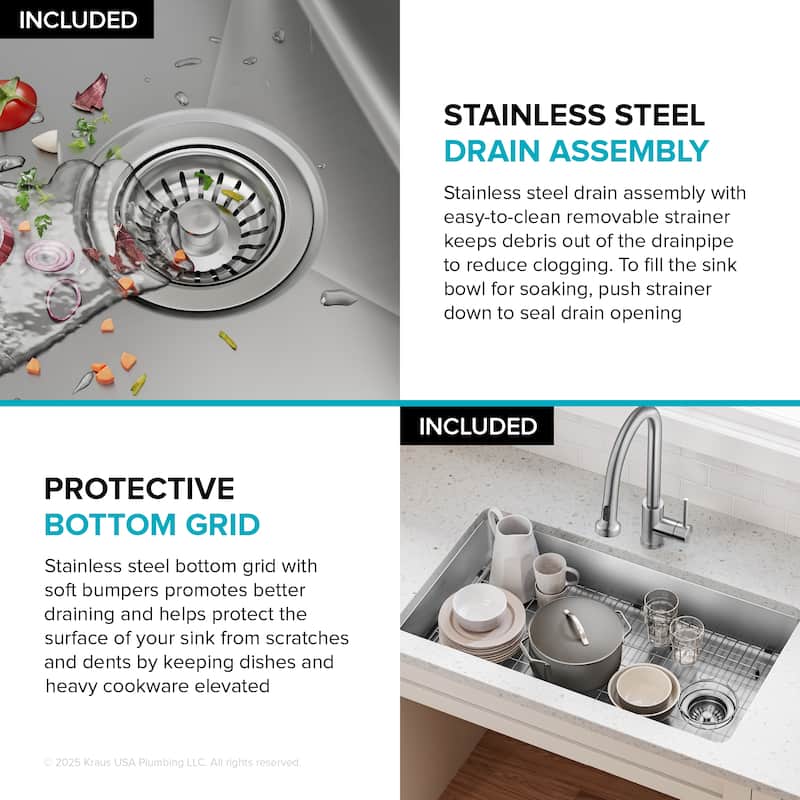 KRAUS Fairlane Undermount 18 Gauge Stainless Steel Kitchen Sink