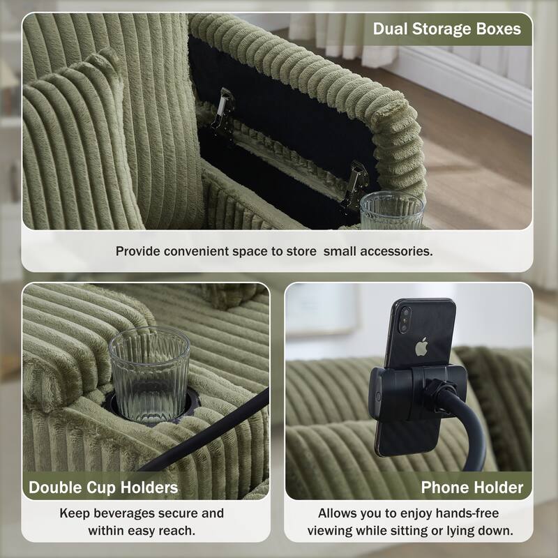 Modern Corduroy Chaise Lounge Sofa by Harper&Bright Designs.