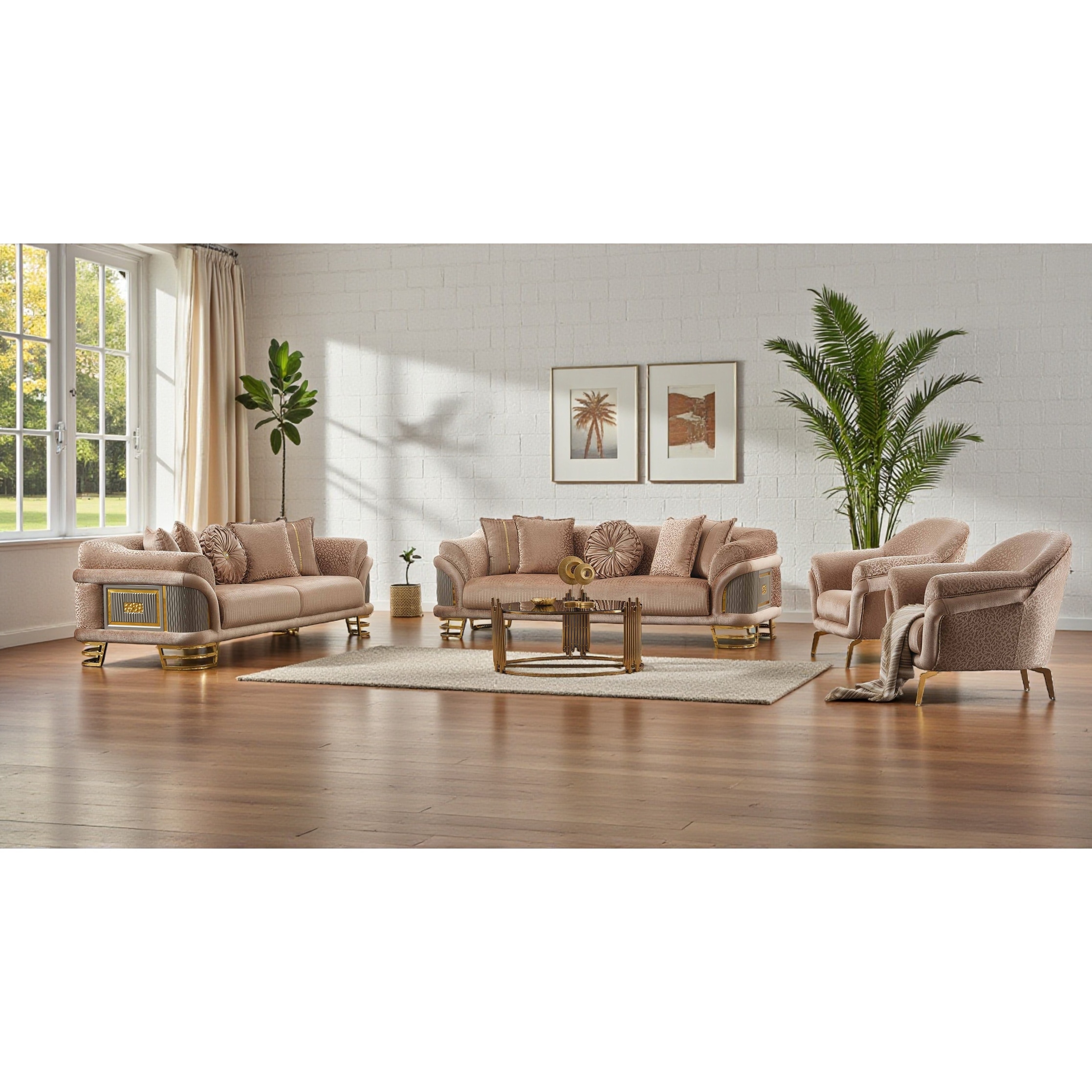 Pureform 3 Pieces Living Room Sets 1 Sofa 2 Chair