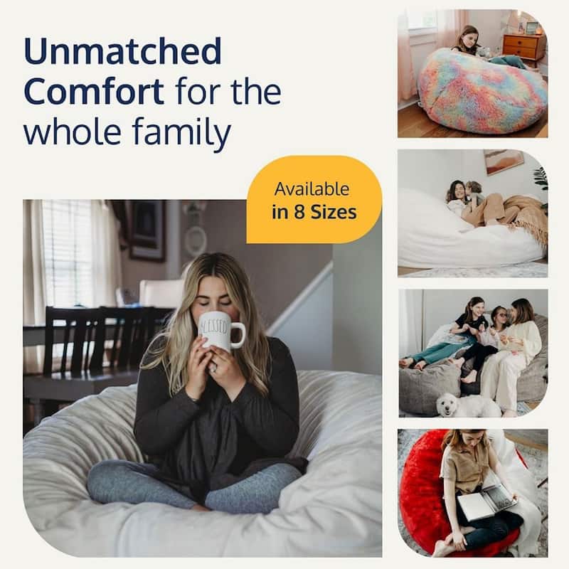 Ultimate Sack 4ft Bean Bag Chair, Oversized Indoor Comfy Lounger, Navy Suede