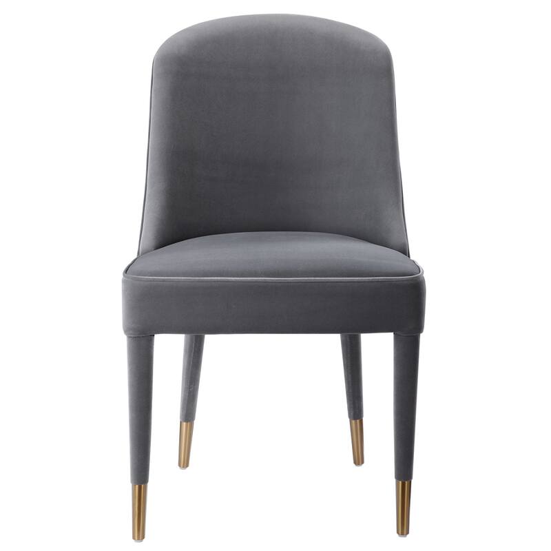 Set of 2 Gray and Gold Contemporary Armless Chairs 36"