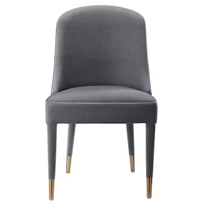Set of 2 Gray and Gold Contemporary Armless Chairs 36"
