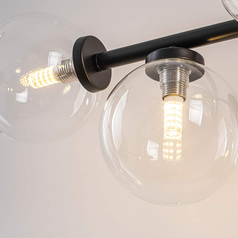 Modern 5-Light Bathroom Vanity Light Globe Glass Wall Sconces Minimalist Design