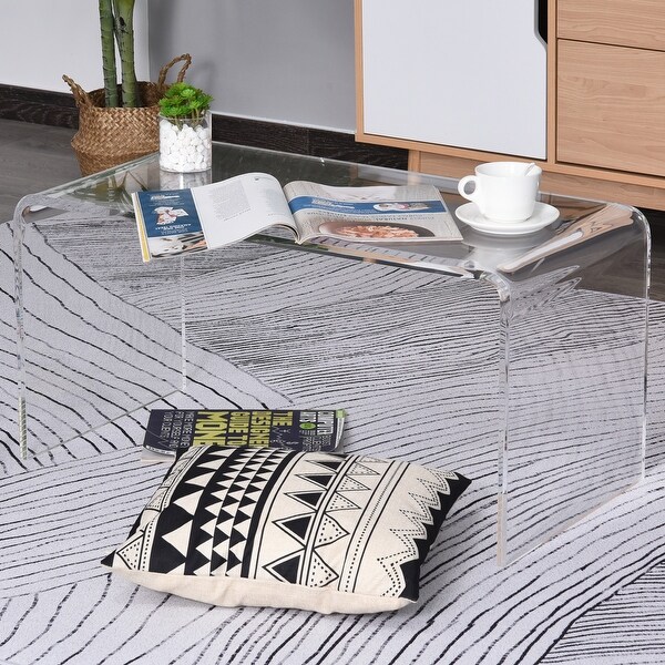 Homcom 32 Long Rectangle All Acrylic 20mm Thick Waterfall Coffee Table Clear On Sale Overstock 29761174