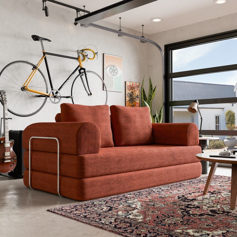 247 Shop At Home Sorai Modern Chenille Foam Compressed Modular Sofa with Pillows