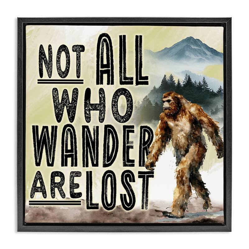 Stupell Not All Who Wander Phrase Framed Floater Canvas Wall Art Design By Nicole DeCamp - 18 x 18 - Black
