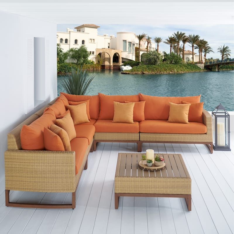Mili 6 Piece Sunbrella Outdoor Patio Sectional and Table