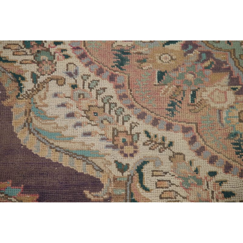 Geometric Tabriz Persian Vintage Area Rug Hand-knotted Wool Carpet - 6'8" x 9'4"