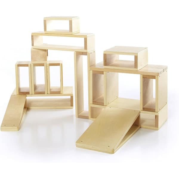 slide 2 of 4, Guidecraft Hollow Blocks, 16-Piece Set Natural Wood - Kids