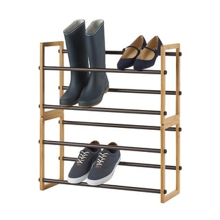 TRINITY BASICS® 2-Tier Expandable Shoe Rack, 2-Pack, Bamboo