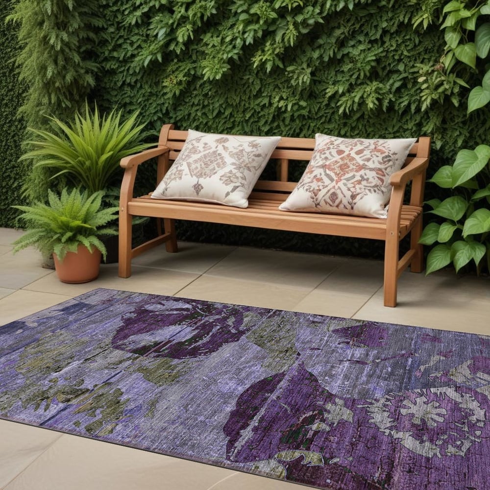 Nax Unique Abstract Weather Resistant Timeless Fusion Runner Outdoor Rug